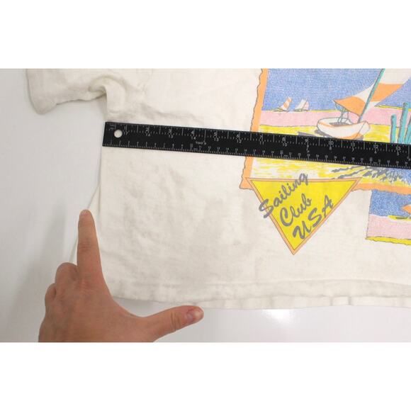 Vintage Sailing Club USA Crop Top T Shirt Small - Picture 3 of 9